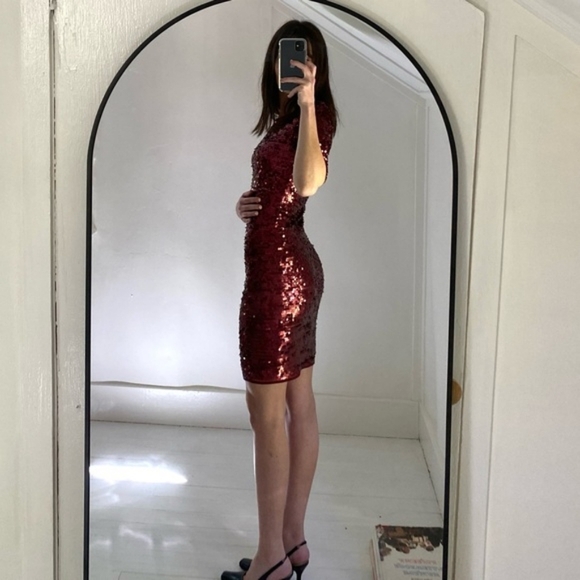 BCBGMAXAZRIA / Revolve Marta Sequin Dress in Port Combo - Picture 13 of 13
